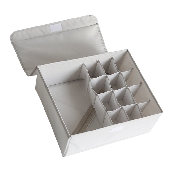 Органайзер за чорапи и бельо с капак, 13 клетки, сгъваем, за шкаф, многоцветен