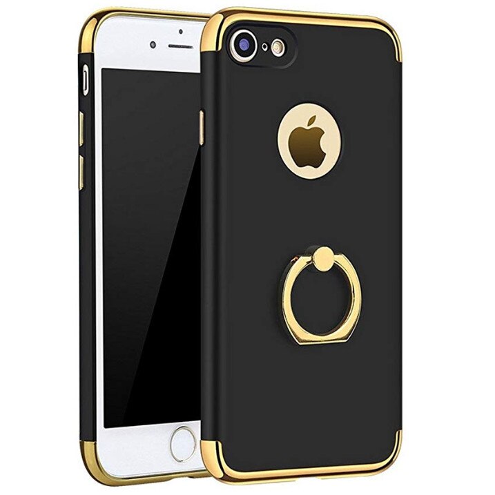 Husa Apple iPhone SE2, MyStyle Elegance Luxury 3in1 Ring Negru