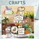 Set decorativ de Paste din lemn cu 13 piese - semne cu iepure si morcov, decor pentru tava etajata, multicolor