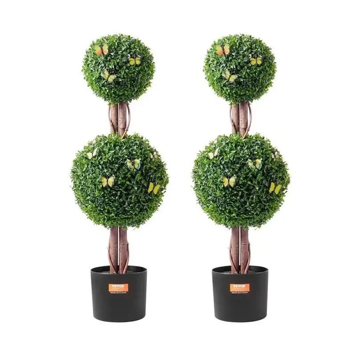 Mesterséges puszpáng fa, 60 cm, spirális oszlopos kivitel, zöld, 10 további levélből álló készlet