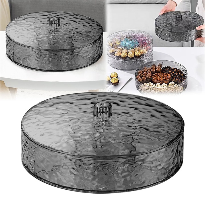 Поднос за закуски с капак, отделен тип, голям капацитет, акрил, прозрачен