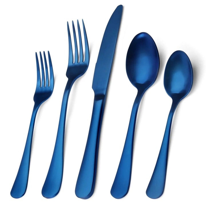 Set tacamuri 4 piese din otel inoxidabil, design ergonomic, manere patrate, multicolor, 20x20x3cm