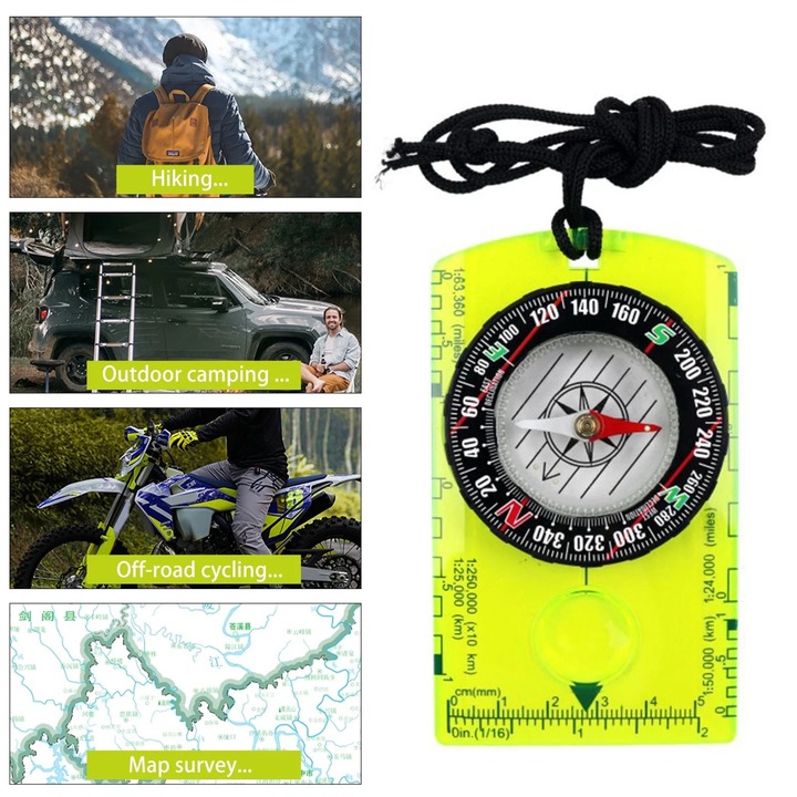 Компас за ориентиране, 2 броя, водоустойчив, компактен размер, 10.4x6.2x1.6cm