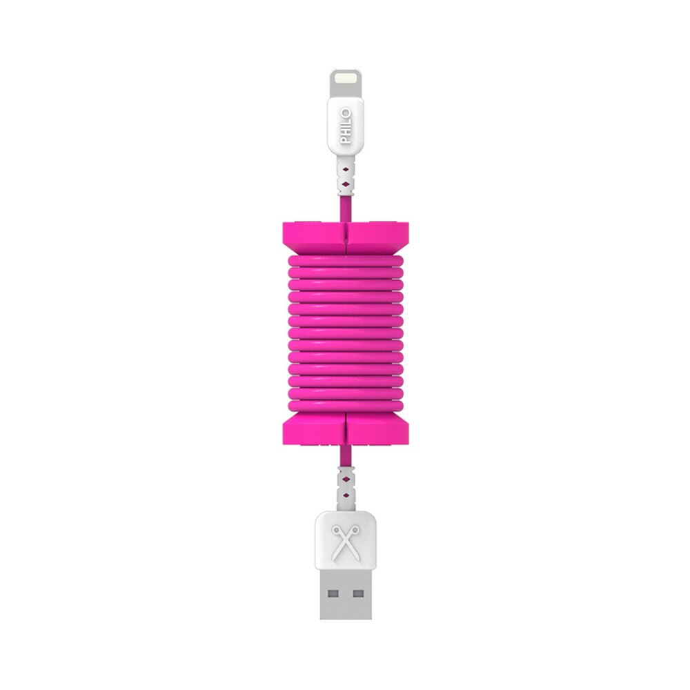 Cablu de date lightning, MFI, pentru iPhone, Philo SPOOL CABLE, 1m, Roz