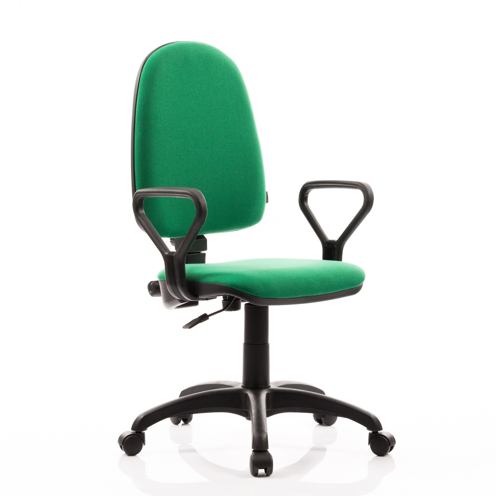 Scaun ergonomic CONFORT 50 LUX, baza PP, contact permanent, brate fixe, stofa, Verde, QMOBILI