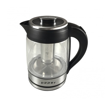 Fierbator 2 in 1 pentru apa si ceai, 2200W, 1.8L, iluminare LED, sticla, Beper, BB.103 Fierbator 2 in 1 pentru apa si ceai, 2200W, 1.8L, iluminare LED, sticla, Beper, BB.103