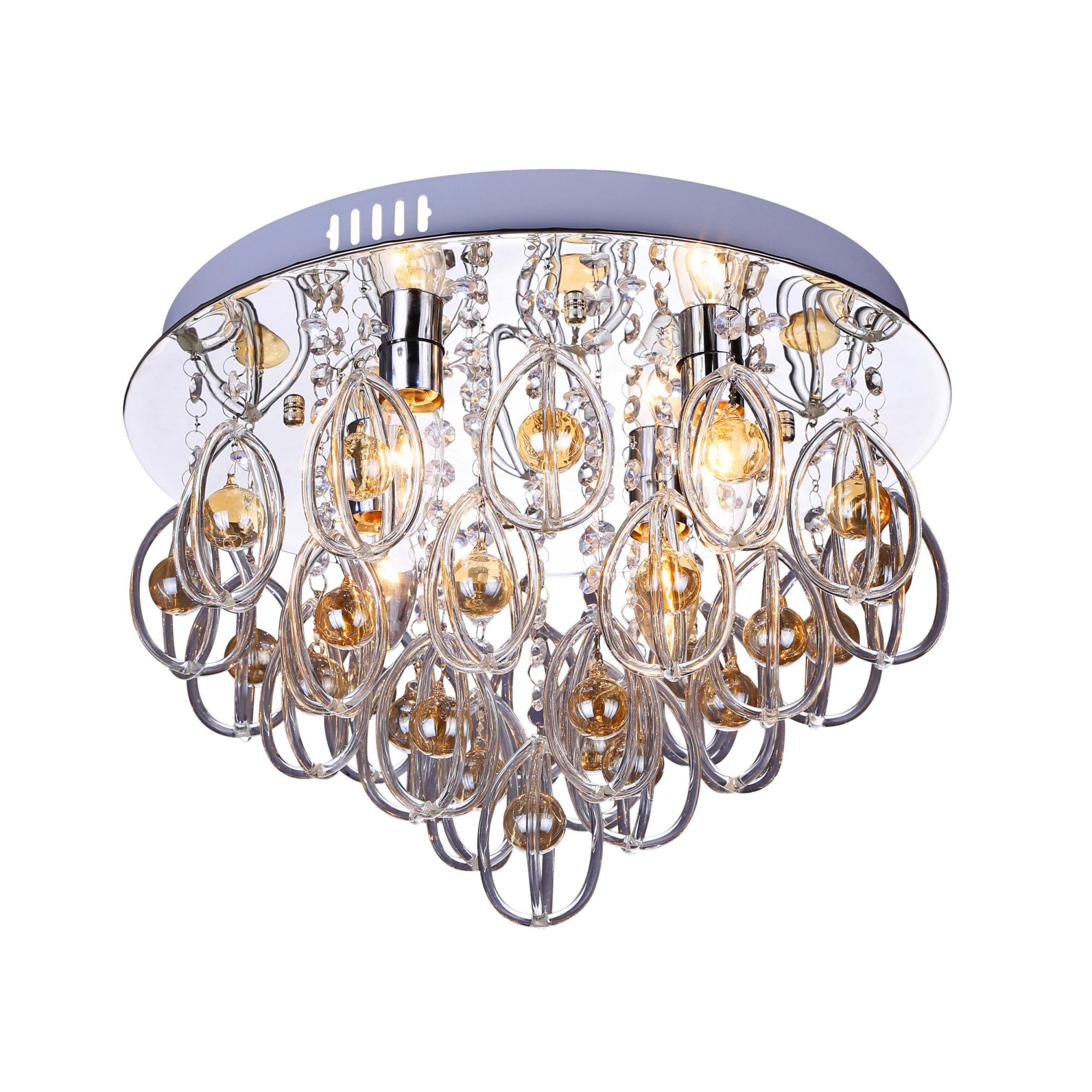 Lustra Ravenna 4 Lampex, 4x40W, LED, E14, Metal/Sticla, Argintiu/Alb