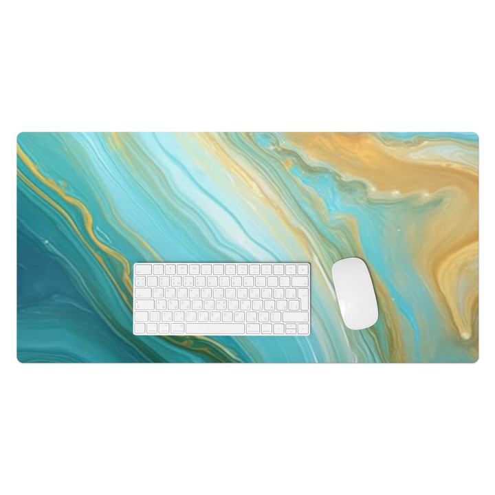 Mapa birou, Wallfluent, Valuri abstracte, Turcoaz, 90x45 cm, 010250300040100282555