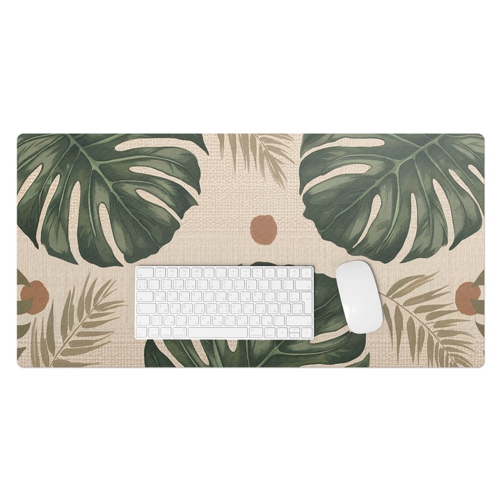 Protectie birou, Wallfluent, Frunze tropicale, Verde, 90x45 cm, 010250300040100282057