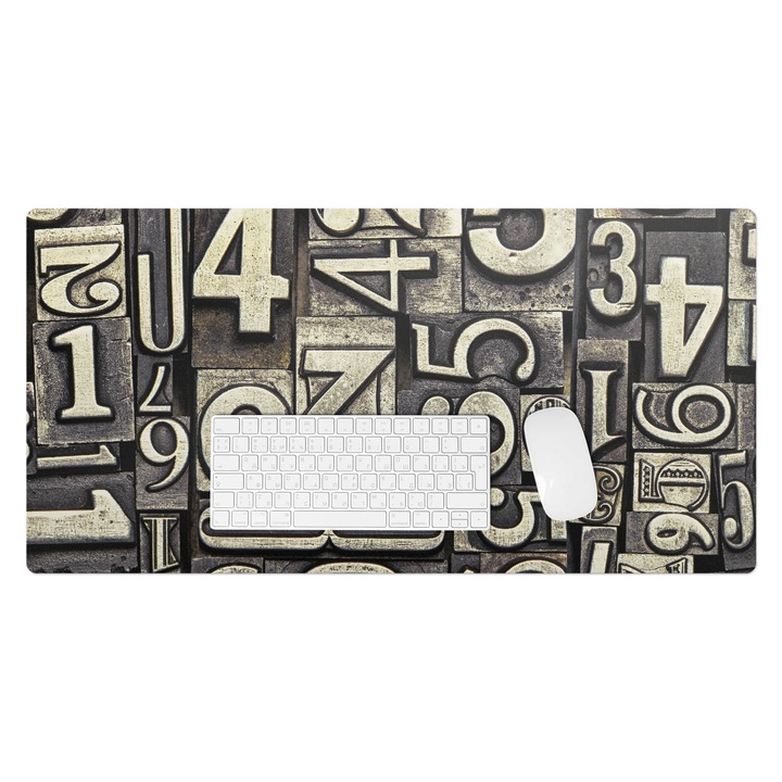 Mapa de birou, Wallfluent, Numere in stil retro, Bej, 90x45 cm, 010250300040100282860