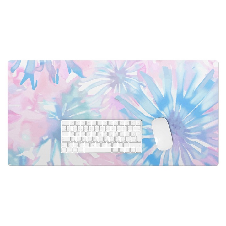 Protectie birou, Wallfluent, Model de acuarela florala, Albastru, 90x45 cm, 010250300040100282874