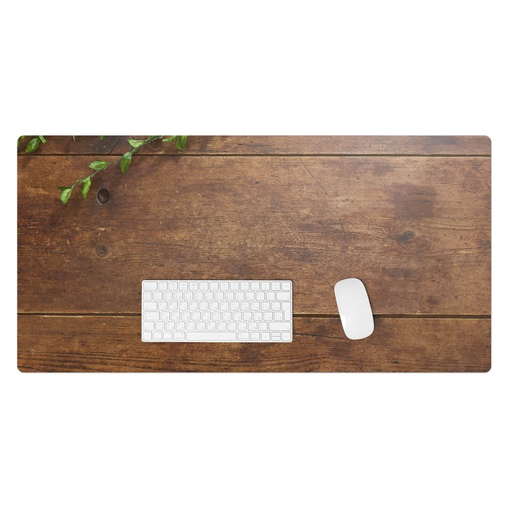 Mapa de birou, Wallfluent, Blat din lemn cu frunze, Maro, 100x50 cm, 010250300020100088704