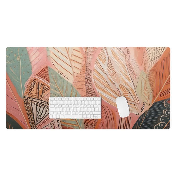 Protectie birou, Wallfluent, Frunze in abstractizare, Portocaliu, 100x50 cm, 010250300020100282690