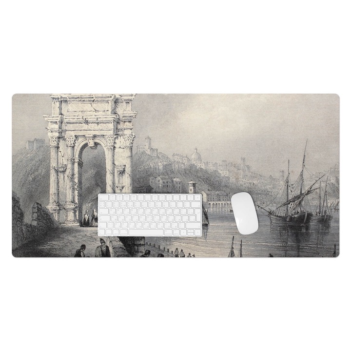 Mapa de birou, Wallfluent, Poarta antica si port, Multicolor, 100x50 cm, 010250300020100282715