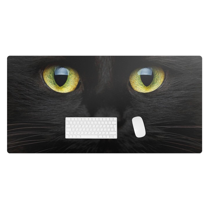 Mapa de birou, Wallfluent, Ochii de pisica se inchid, Negru, 120x60 cm, 010250300030100005795