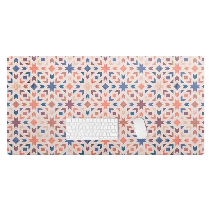 Mapa pentru birou, Wallfluent, Model retro geometric, Roz, 120x60 cm, 010250300030100033487