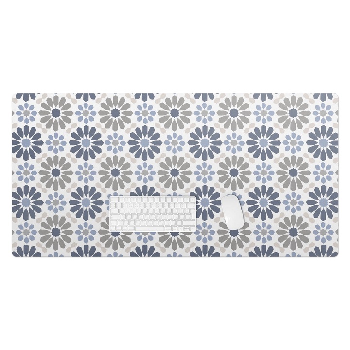 Protectie birou, Wallfluent, Model retro floral, Bleumarin, 120x60 cm, 010250300030100033481