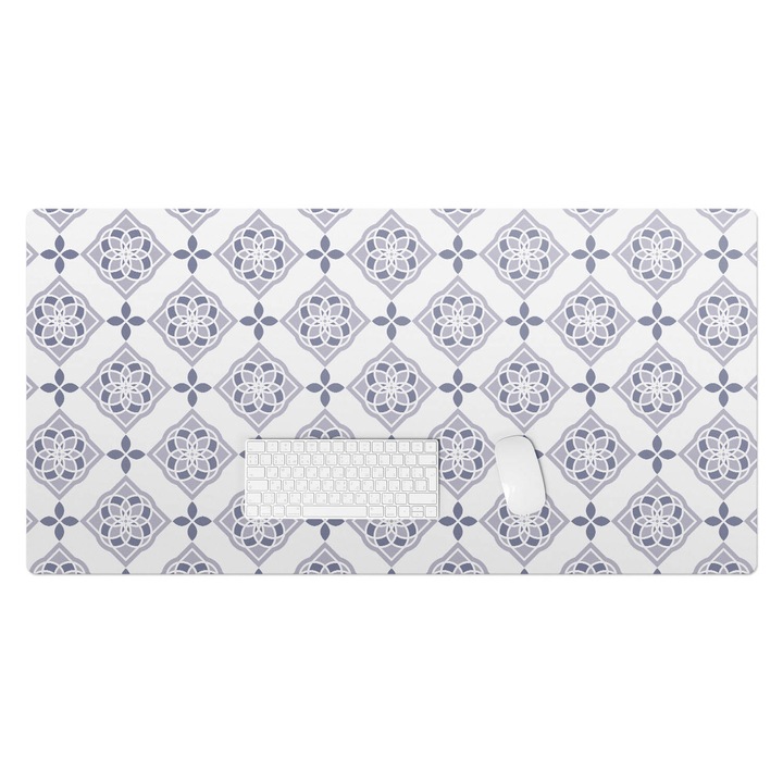 Mapa protectie birou, Wallfluent, Floare geometrica, Bleumarin, 120x60 cm, 010250300030100033532