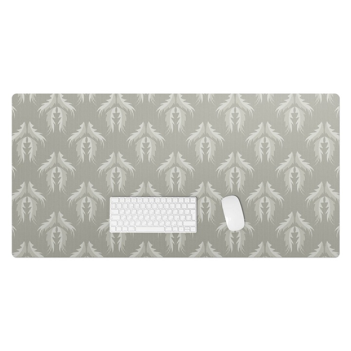 Mapa de birou, Wallfluent, Model retro cu frunze, Gri, 120x60 cm, 010250300030100033519