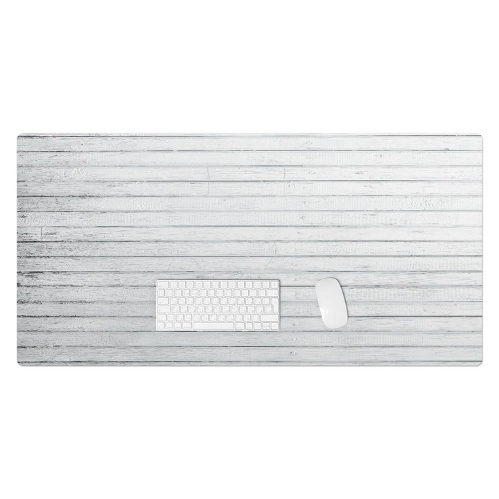 Mapa pentru birou, Wallfluent, Scanduri de lemn pe verticala, Alb, 120x60 cm, 010250300030100057125