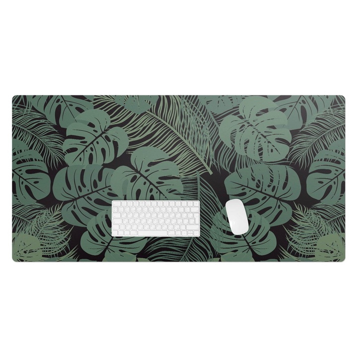 Mapa protectie birou, Wallfluent, Frunze tropicale, Verde, 120x60 cm, 010250300030100057137