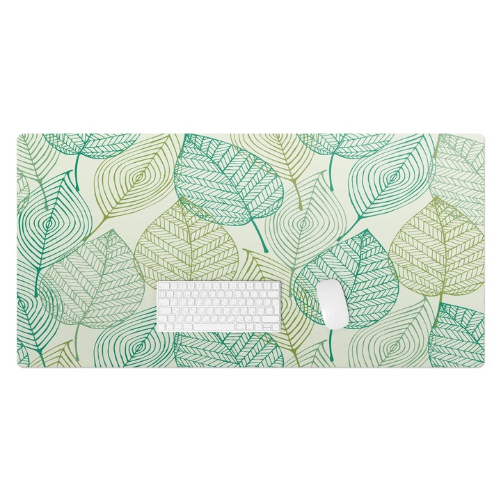 Mapa protectie birou, Wallfluent, Frunze cu modele, Verde, 120x60 cm, 010250300030100057236