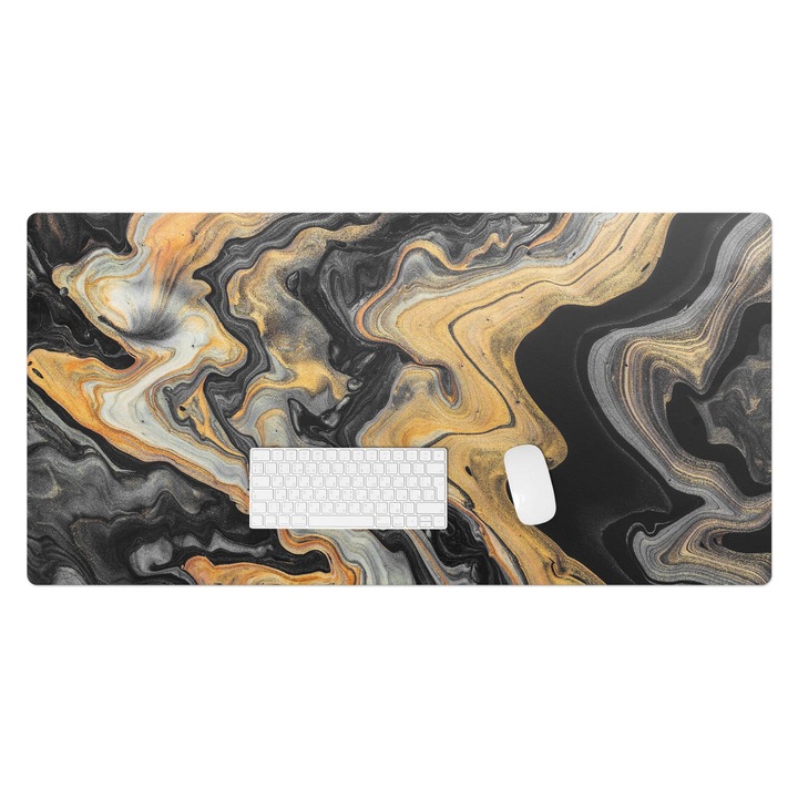 Mapa de birou, Wallfluent, Vartejele de marmura, Negru, 120x60 cm, 010250300030100077316