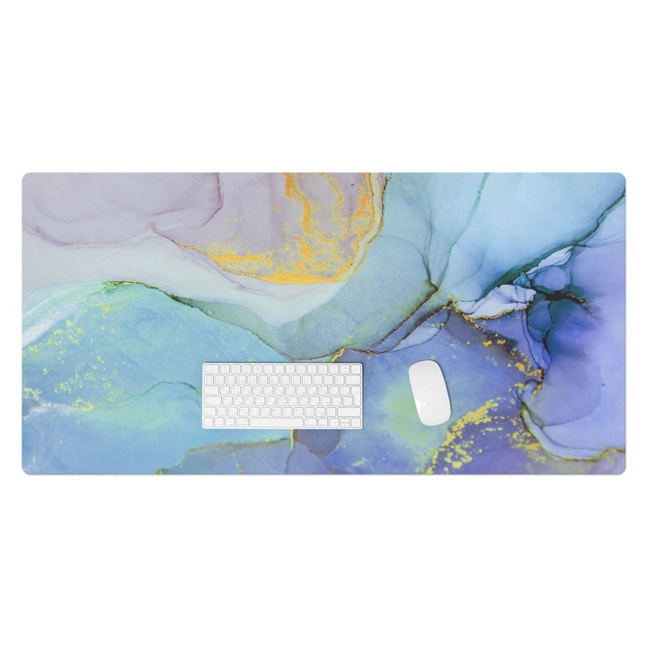 Protectie birou, Wallfluent, Acuarela abstracta, Albastru, 120x60 cm, 010250300030100077412