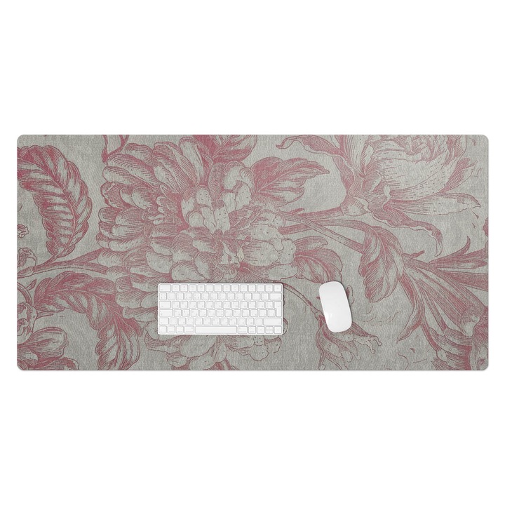 Mapa birou, Wallfluent, Ornament retro floral, Roz, 120x60 cm, 010250300030100282067