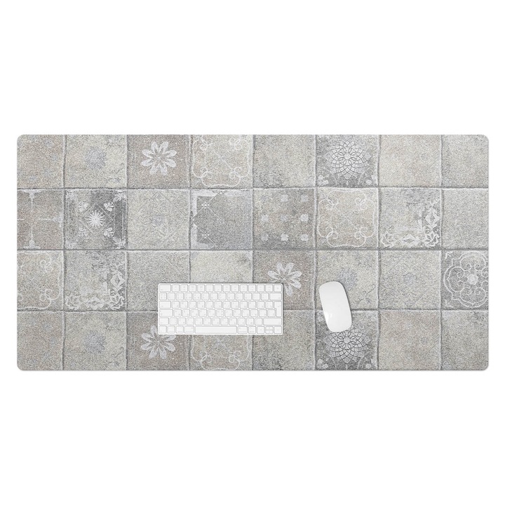 Mapa protectie birou, Wallfluent, Placi cu ornament, Gri, 120x60 cm, 010250300030100282523