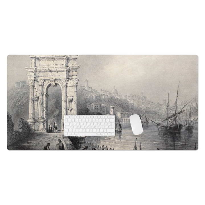 Mapa de birou, Wallfluent, Poarta antica si port, Multicolor, 120x60 cm, 010250300030100282715