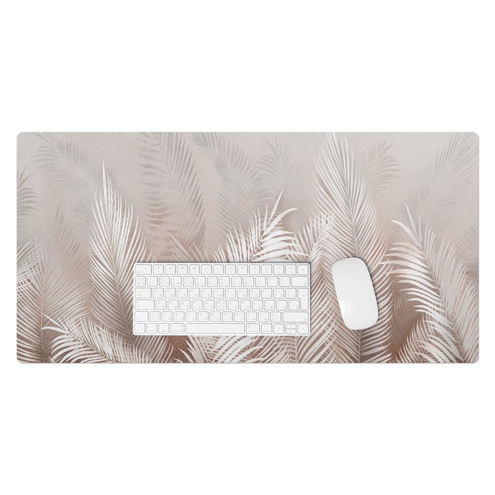 Mapa pentru birou, Wallfluent, Fundal frunze de palmier, Bej, 90x45 cm, 010250300040100088324