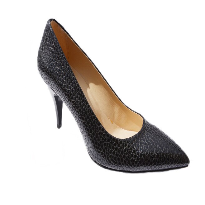 Pantofi tip stiletto cu aspect lacuit,D&J Exclusive, Negru