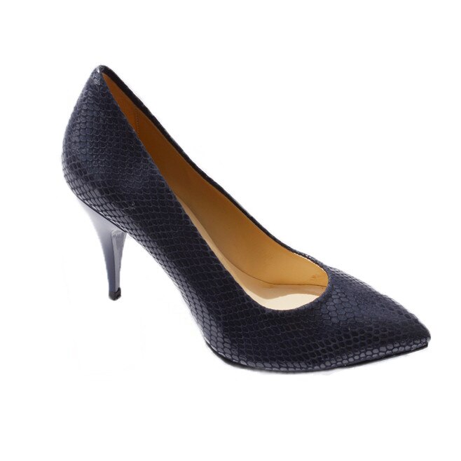 Pantofi tip stiletto cu aspect lacuit,D&J Exclusive, Albastru marin