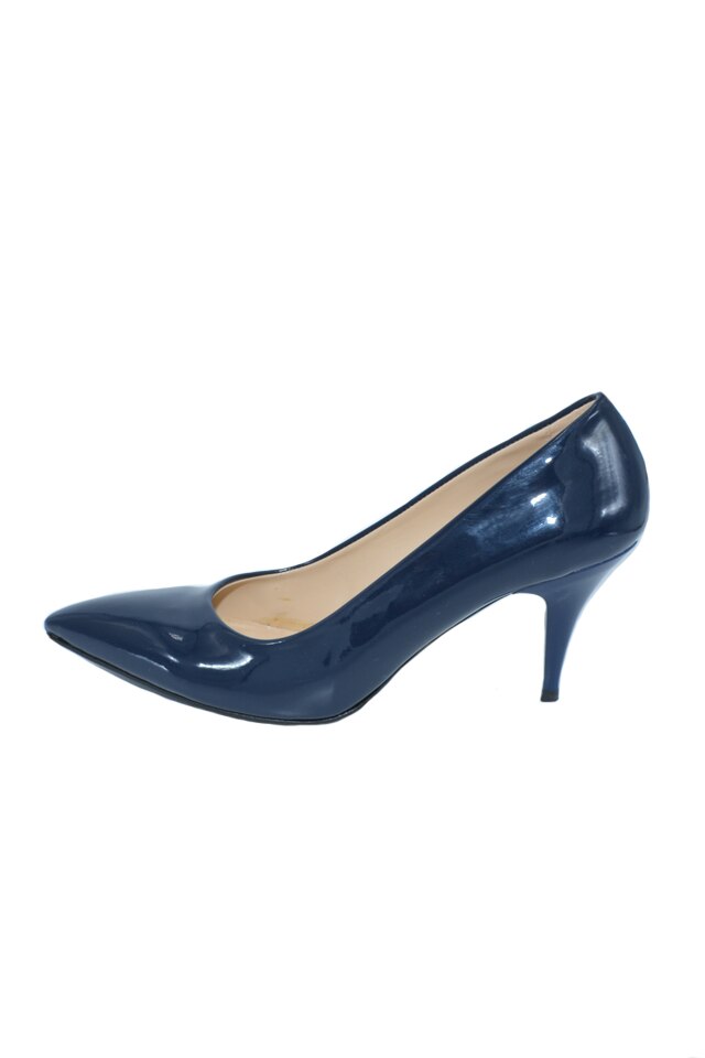 Pantofi tip stiletto cu aspect lacuit,D&J Exclusive, Bleumarin