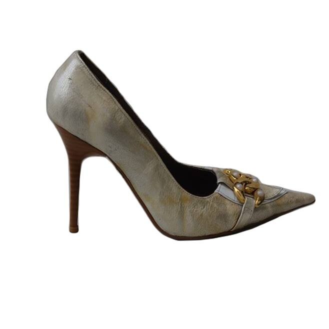 Pantofi cu toc inalt si varf ascutit,D&J Exclusive, Argintiu