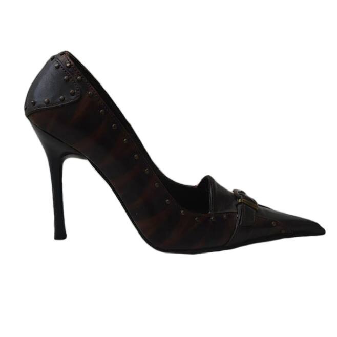 Pantofi eleganti cu toc inalt, varf ascutit,D&J Exclusive, Maro