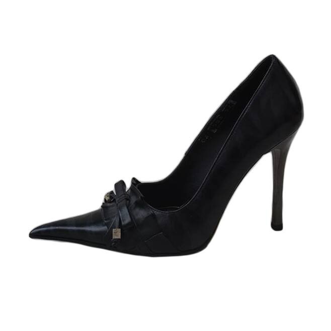 Pantofi cu toc inalt si varf ascutit, D&J Exclusive,, Negru