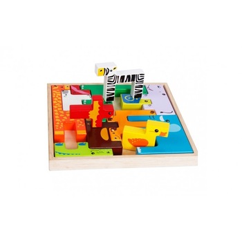 Puzzle lemn 3D Tetris, cu animale Puzzle lemn 3D Tetris, cu animale