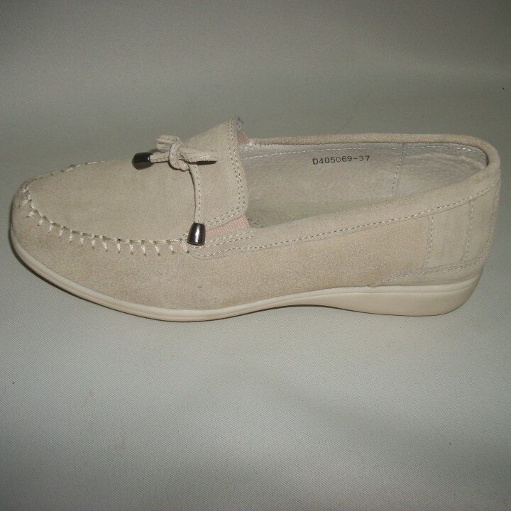 Pantofi din piele moale, model clasic, cu elastic,D&J Exclusive, Crem