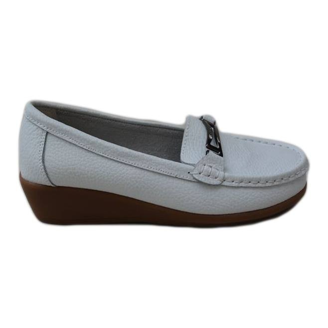 Pantofi din piele naturala,D&J Exclusive, Alb