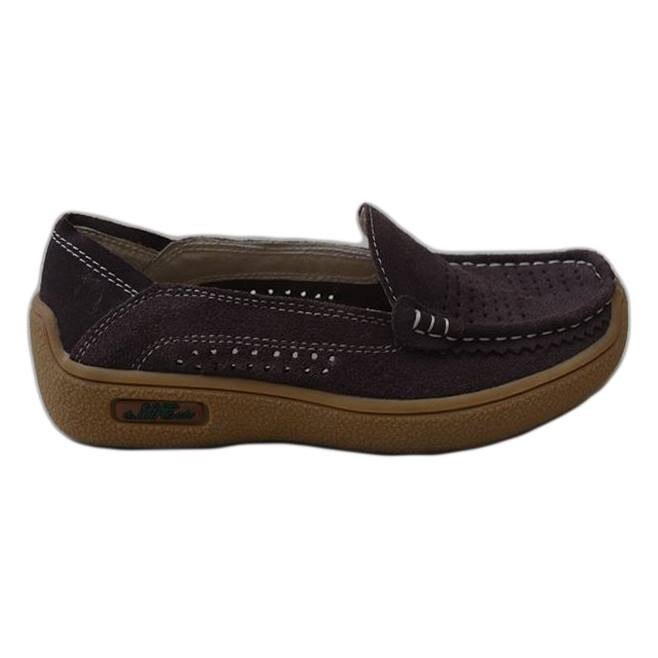 Pantofi din piele cu model de perforatii,D&J Exclusive, Maro