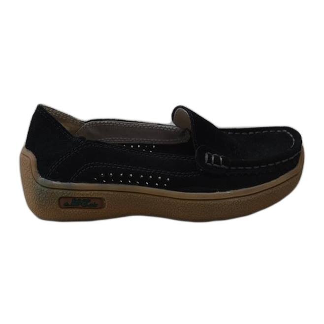 Pantofi din piele cu model de perforatii,D&J Exclusive, Negru/Maro