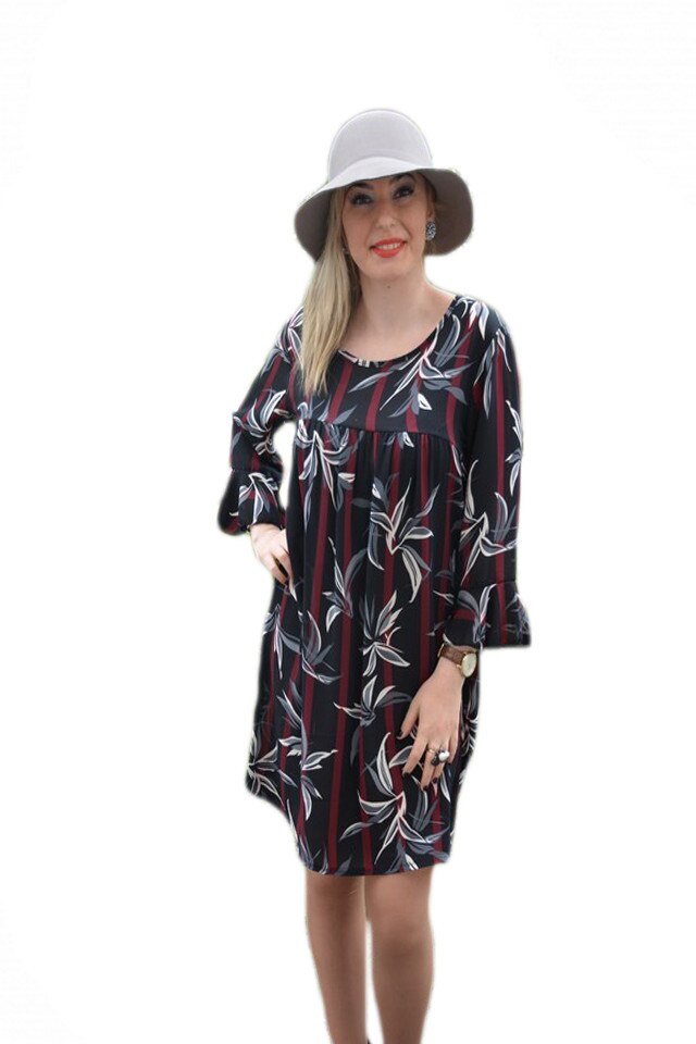 Rochie de zi croita lejer, D&J Exclusive, negru/gri, Negru/Gri