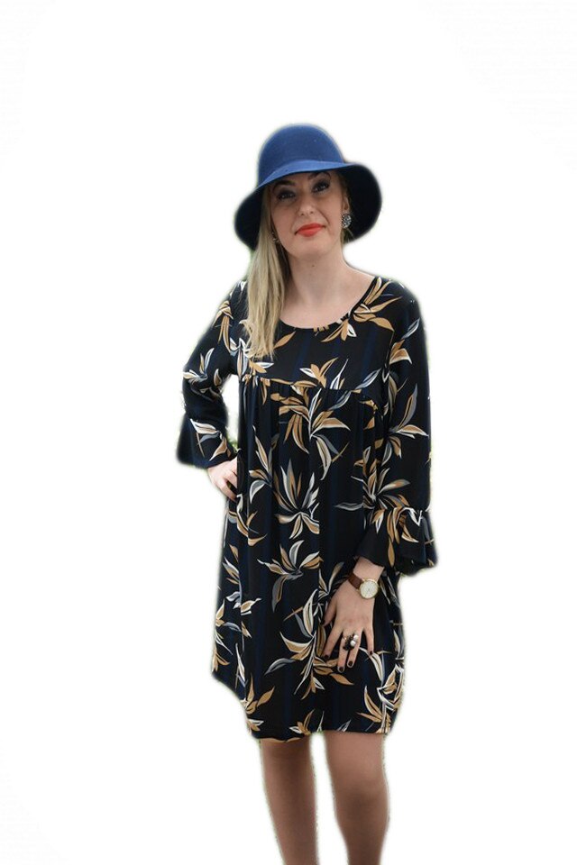 Rochie de zi croita lejer, D&J Exclusive, negru/crem, Negru/Crem