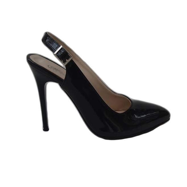 Sandale tip stiletto, aspect lucios si toc inalt,D&J Exclusive,Negru