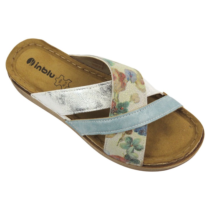 Női papucs, Inblu GS-52, fehér eco-bőr, természetes bőr talpbetét, csúszásmentes talp, 41 EU