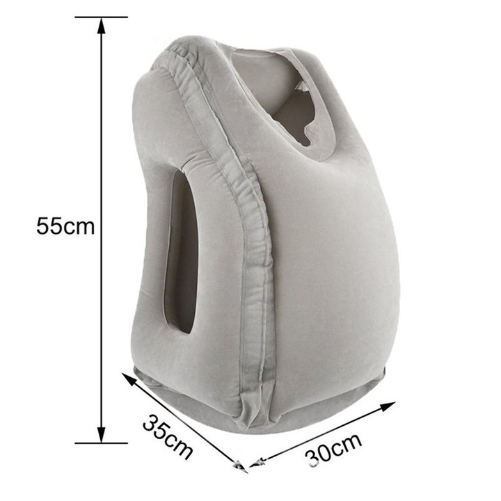 Perna de calatorie auto-gonflabila, gri, impermeabila, PVC