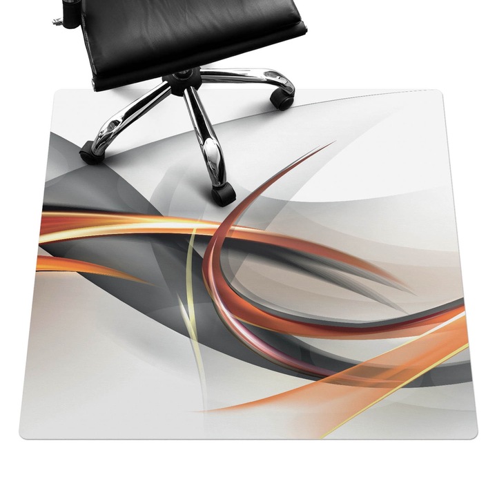 Szék szőnyeg, Wallfluent, Dinamikus hullámok, Fehér, 100x100 cm, 010250310050100006028