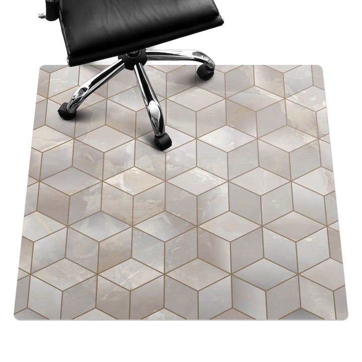 Szék szőnyeg, Wallfluent, Geometrikus 3D minta, Bézs, 100x100 cm, 010250310050100020196